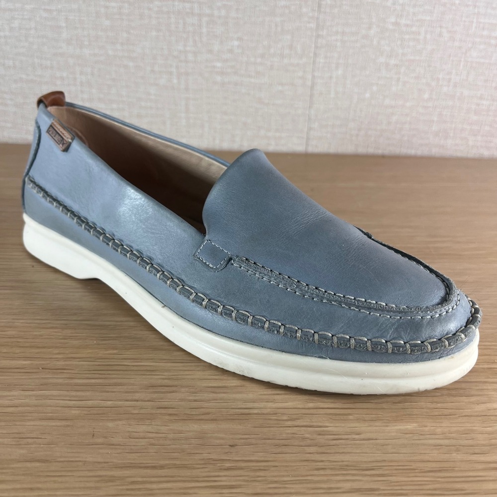 Pikolinos Mens Leather Loafers Blue Hand Stitched Spanish Comfort Shoes EU 41